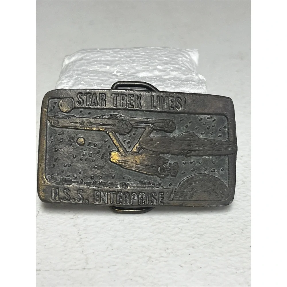 Vintage 1966 Star Trek‎ Lives U.S.S. Enterprise Belt Buckle Tiffany Studio N.Y.
